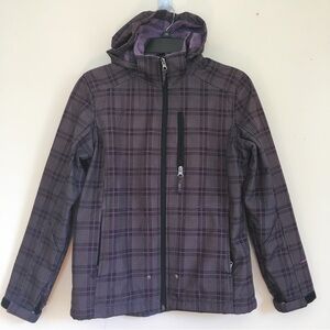 Free Country Purple Gray Plaid Faux Fur Lined Hooded Winter Jacket